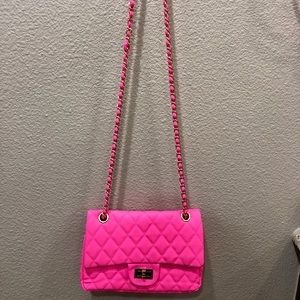 Hot Pink Quilted Crossbody Purse